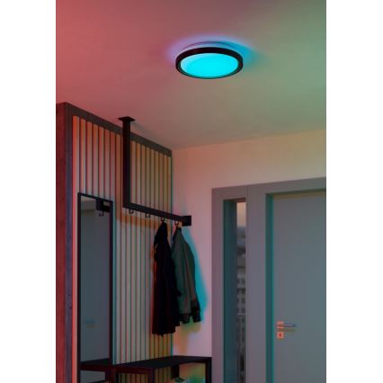 Eglo 300684 - Plafon LED RGBW ściemnialny MALERAMARA-Z LED/14W/230V 2700-6500K śr. 35,7 cm czarny/złoty + pilot zdalnego sterowania