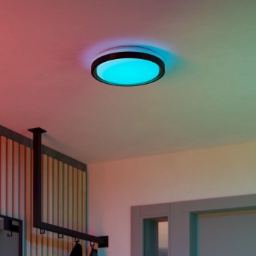Eglo 300684 - Plafon LED RGBW ściemnialny MALERAMARA-Z LED/14W/230V 2700-6500K śr. 35,7 cm czarny/złoty + pilot zdalnego sterowania