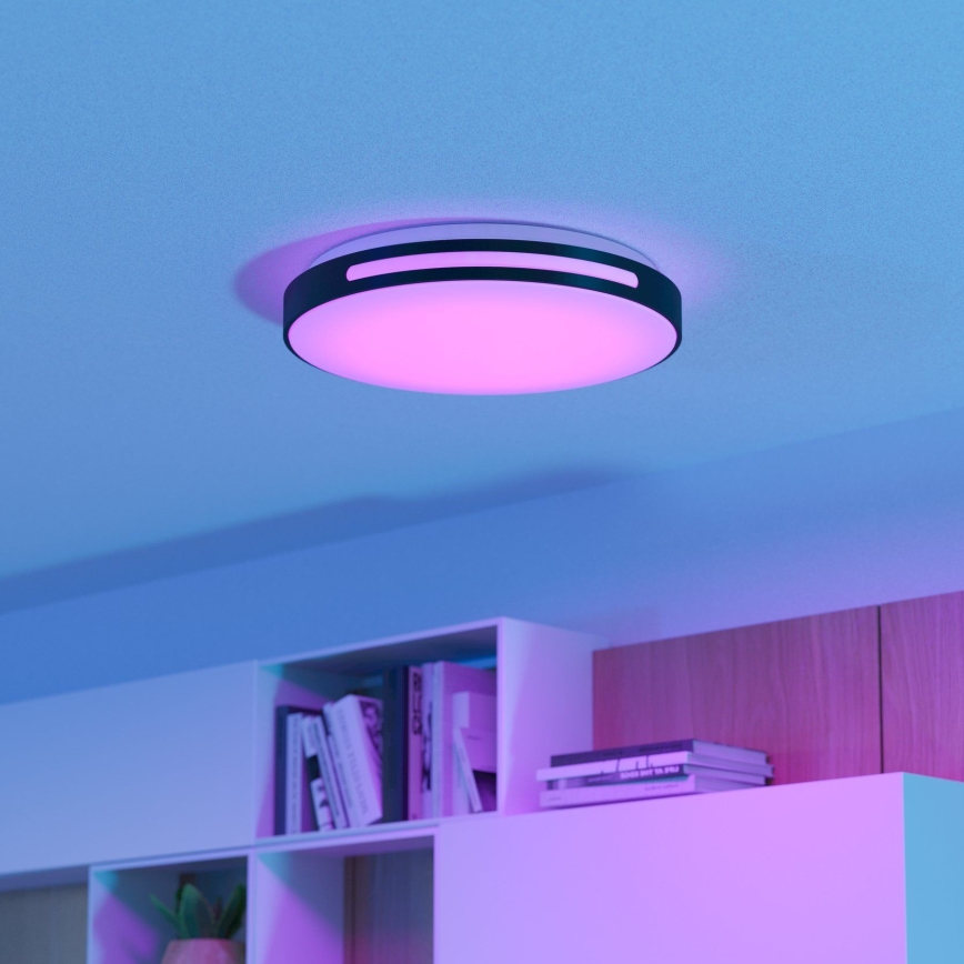 Eglo 300687 - Ściemnialna oprawa sufitowa LED RGBW MONTEGRANARO-Z LED/18,5W/230V 2700-6500K śr. 39,4 cm czarna + pilot zdalnego sterowania