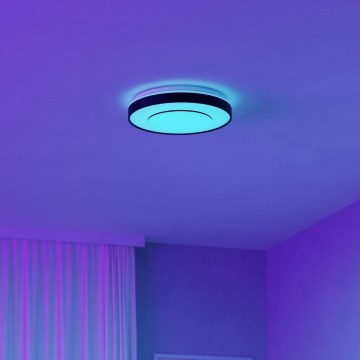 Eglo 300688 - LED RGBW ściemnialna oprawa sufitowa MONTERIGGIONI-Z LED/18,5W/230V 2700-6500K śr. 38,4 cm czarna + pilot zdalnego sterowania