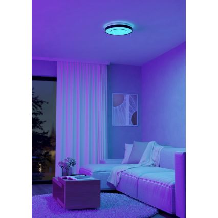 Eglo 300688 - LED RGBW ściemnialna oprawa sufitowa MONTERIGGIONI-Z LED/18,5W/230V 2700-6500K śr. 38,4 cm czarna + pilot zdalnego sterowania
