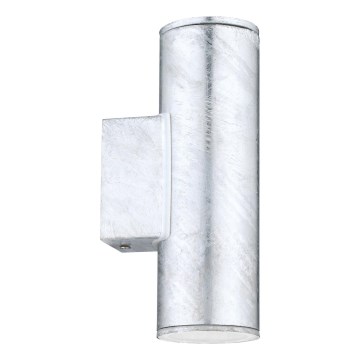 Eglo 30911 - LED zewnętrzny kinkiet RIGA 2xGU10/2,8W/230V IP44 srebrny