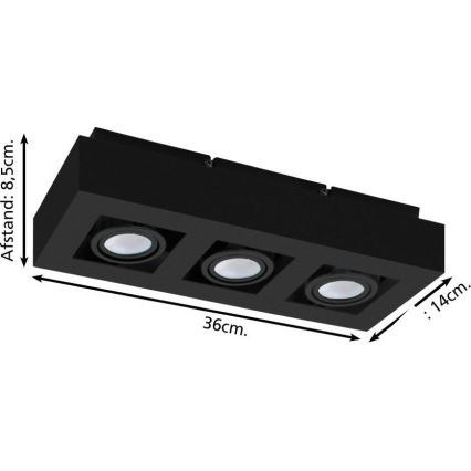 Eglo 31064 - Oprawa punktowa LED MENDOZA 3xLED/4,7W/230V 3000K czarna