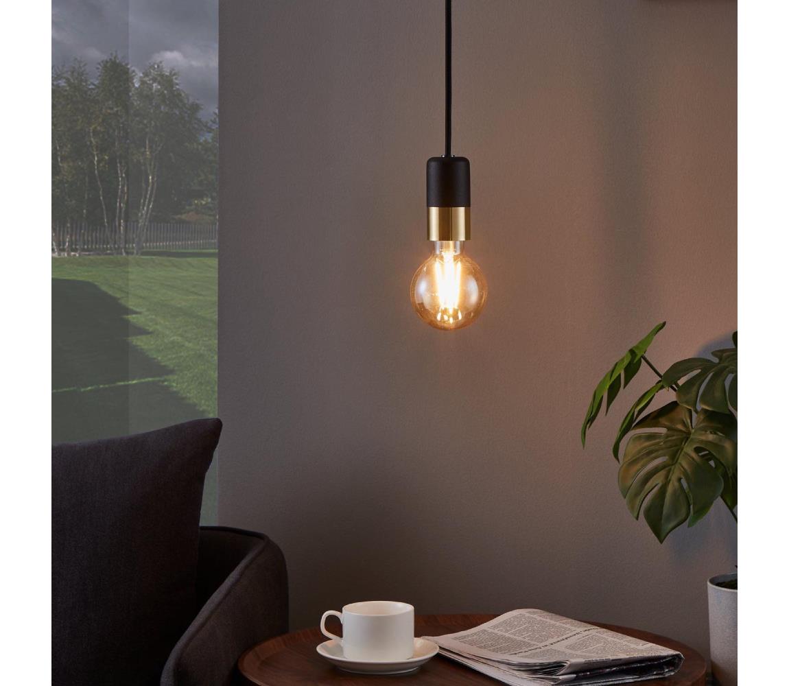 Eglo 31075 - Żyrandol na lince CALARI 1xE27/40W/230V czarny/złoty