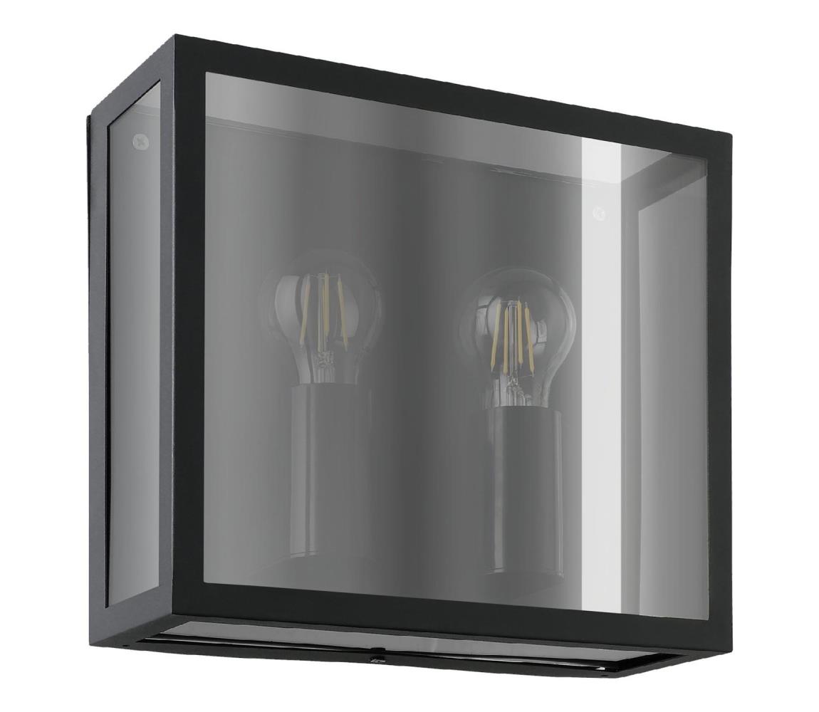 Eglo 31566 - Zewnętrzny kinkiet ALAMONTE SMOKE 2xE27/40W/230V IP44 czarny