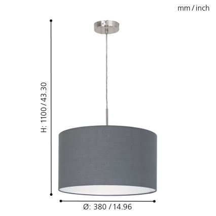 Eglo - Lampa wisząca na przewodzie 1xE27/60W/230V