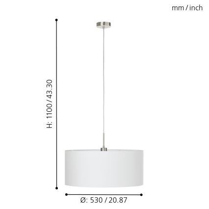 Eglo - Lampa wisząca na przewodzie 1xE27/60W/230V