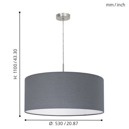 Eglo - Lampa wisząca na przewodzie 1xE27/60W/230V