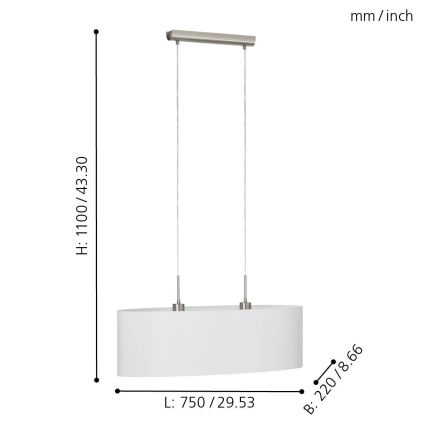 Eglo - Lampa wisząca na linkach 2xE27/60W/230V