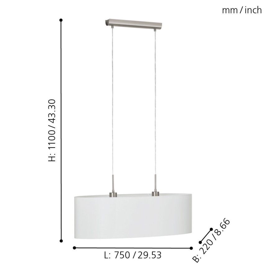 Eglo - Lampa wisząca na linkach 2xE27/60W/230V