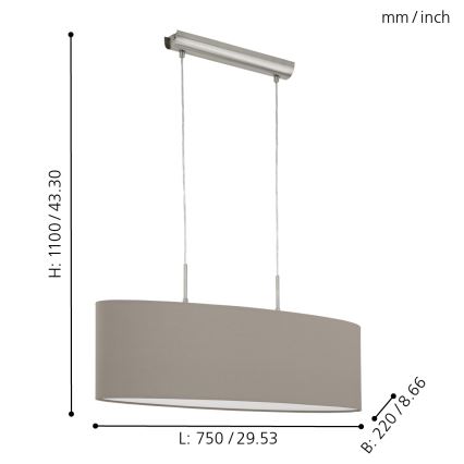 Eglo - Żyrandol na lince 2xE27/60W/230V taupe