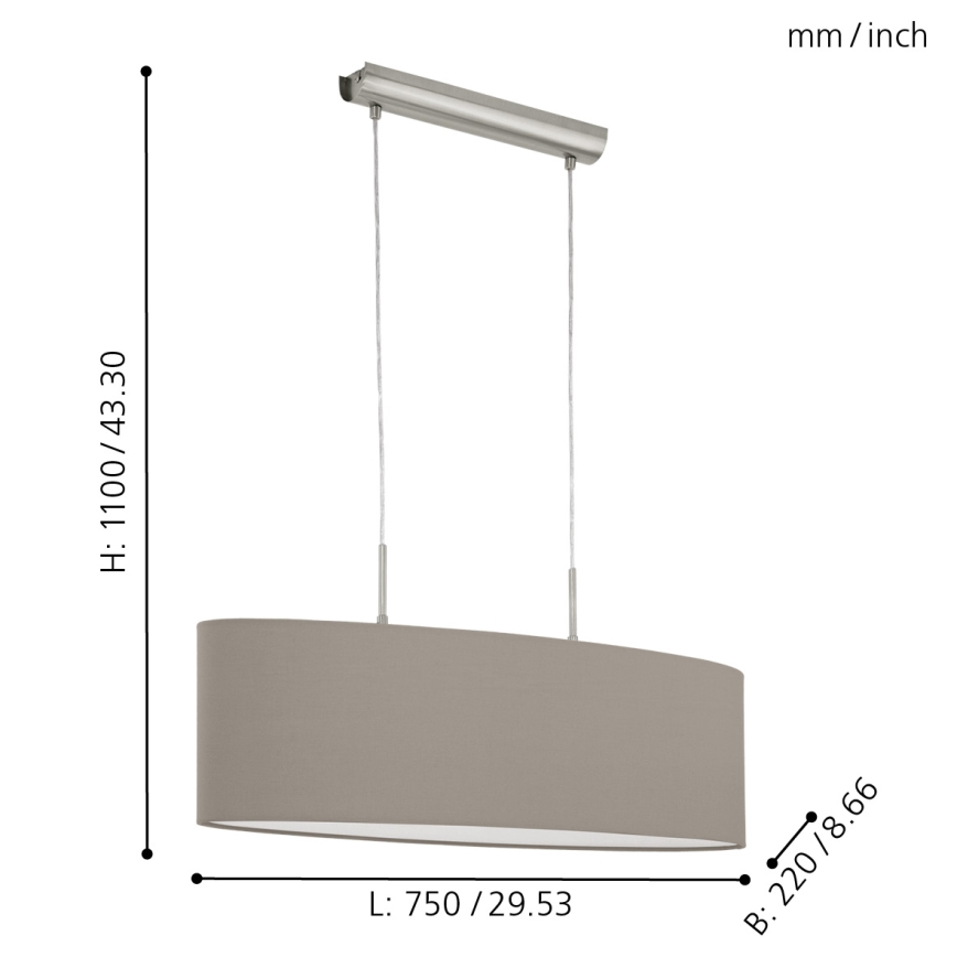 Eglo - Żyrandol na lince 2xE27/60W/230V taupe