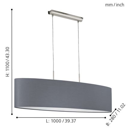 Eglo - Żyrandol na lince 2xE27/60W/230V