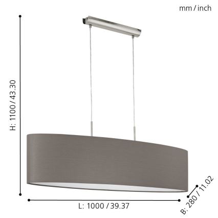 Eglo 31587 - Lampa wisząca na linkach PASTERI 2xE27/60W/230V