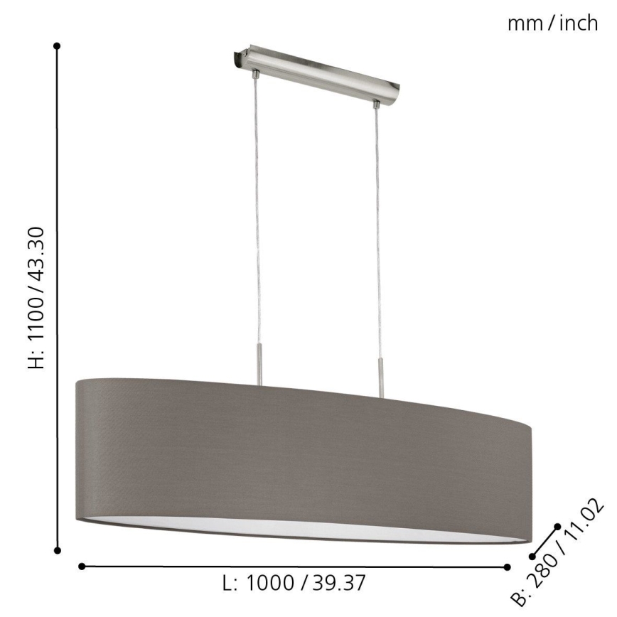 Eglo 31587 - Lampa wisząca na linkach PASTERI 2xE27/60W/230V
