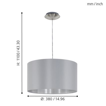 Eglo - Lampa wisząca 1xE27/60W/230V