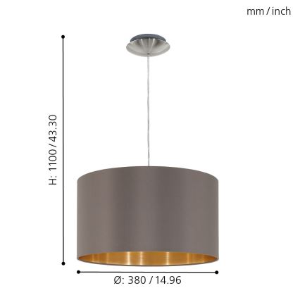 Eglo - Lampa wisząca 1xE27/60W/230V