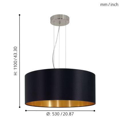 Eglo - Lampa wisząca na linkach 3xE27/60W/230V