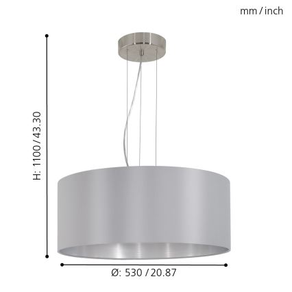 Eglo - Lampa wisząca na linkach 3xE27/60W/230V