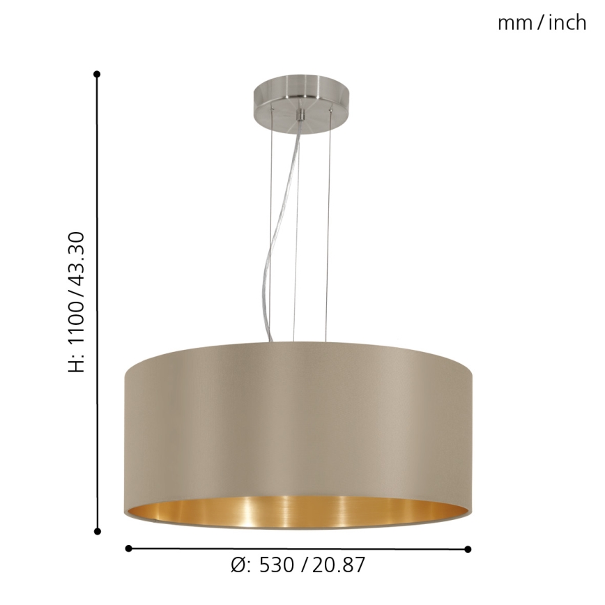 Eglo - Lampa wisząca na linkach 3xE27/60W/230V