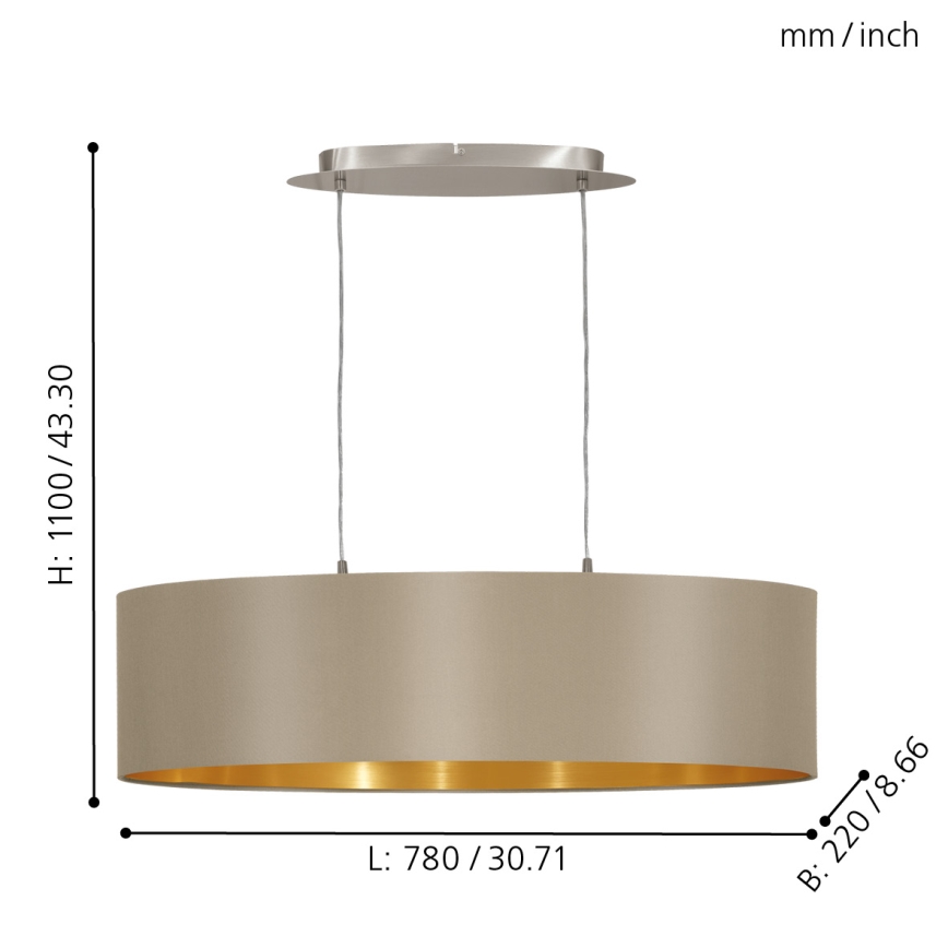 Eglo - Lampa wisząca na linkach 2xE27/60W/230V