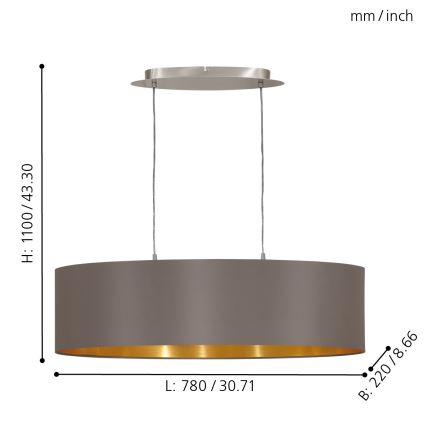 Eglo - Lampa wisząca 2xE27/60W/230V