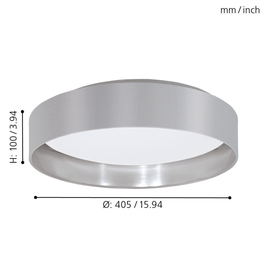 Eglo 31623 - Lampa sufitowa LED MASERLO LED/16W/230V 3000K śr. 40,5 cm szara/srebrna