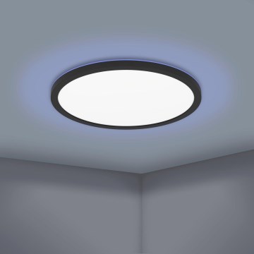 Eglo 31704 - LED RGBW ściemnialna lampa sufitowa ROVITO-Z 1xLED/16,5W/230V 2700-6500K śr. 42 cm czarna + pilot zdalnego sterowania