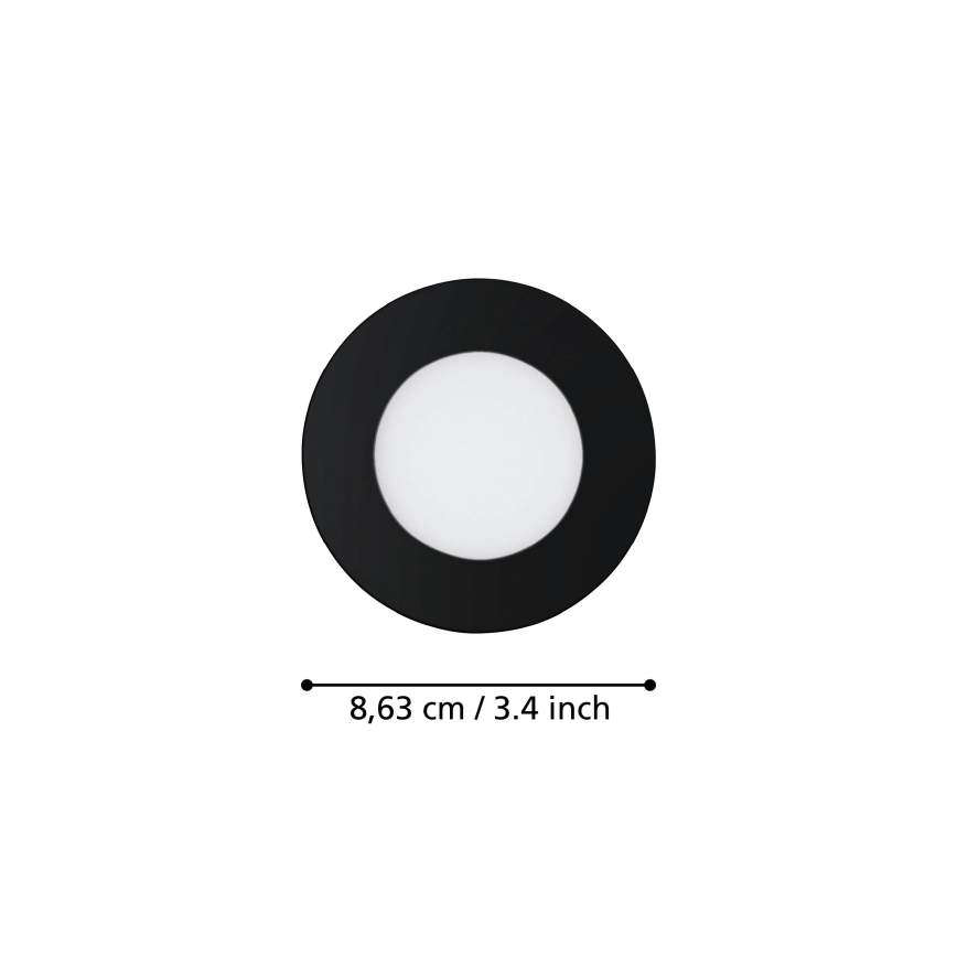 Eglo 31743 - ZESTAW 3x ściemnialnych wpuszczanych opraw łazienkowych FUEVA-Z LED/2,8W/230V 2700–6500K IP44 czarne śr. 8,5 cm