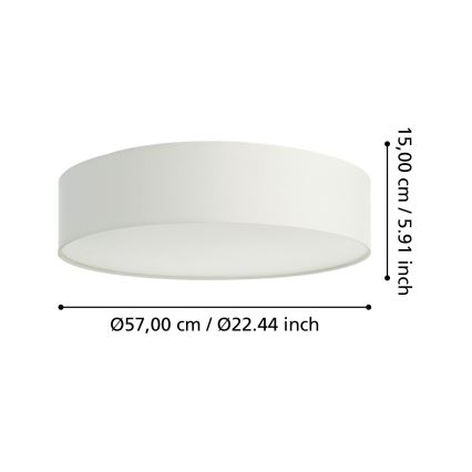 Eglo 31766 - LED RGBW ściemnialna lampa sufitowa ROMAO-Z LED/35W/230V 2700–6500K, średnica 57 cm, biała