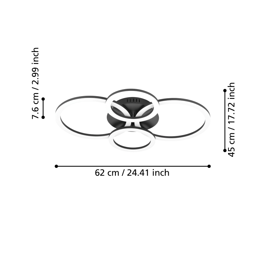 Eglo 31769 - LED Plafon ściemnialny PARRAPOS-Z LED/41W/230V 3000-6500K czarny
