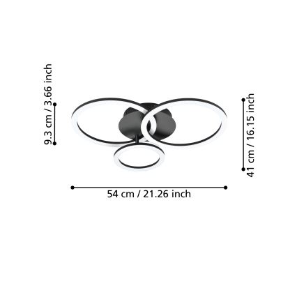 Eglo 31771 - LED Plafon ściemnialny PARRAPOS-Z LED/33W/230V 3000-6500K czarny
