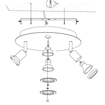 Eglo 32001 - Oprawa sufitowa LED PAWEDO 1 4xGU10-LED/3W/230V