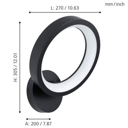 Eglo 32325 - LED RGBW Kinkiet ściemnialny MARGHERA-C LED/16W/230V 2700-6500K czarny