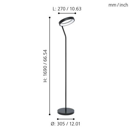 Eglo 32327 - LED RGBW ściemnialna lampa stojąca MARGHERA-C LED/15,5W/230V 2700-6500K czarna