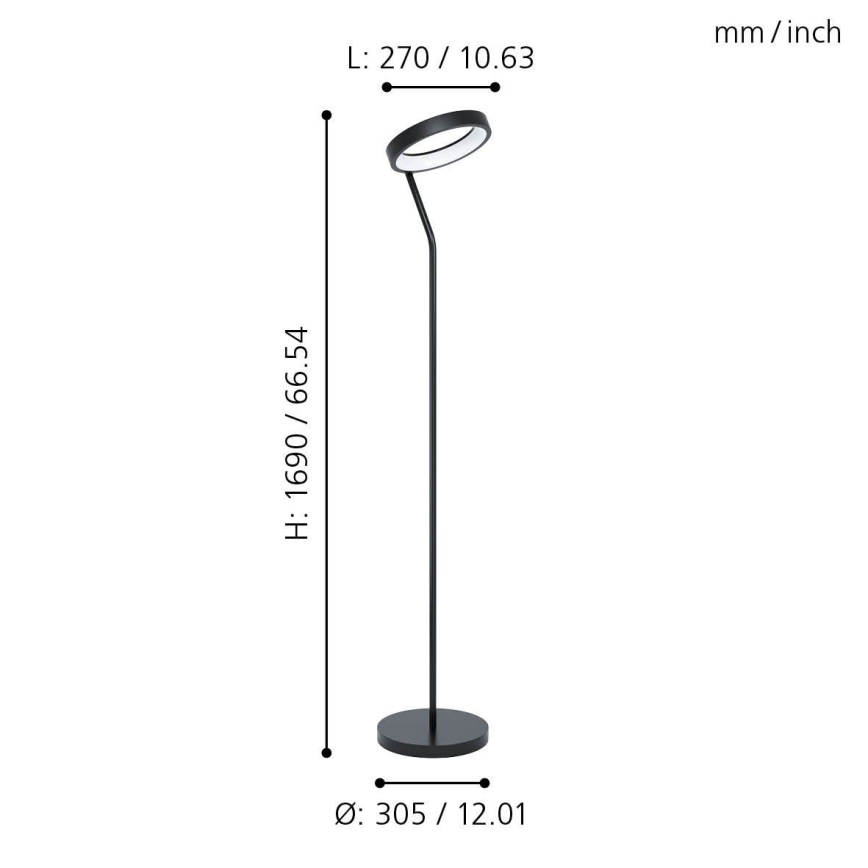 Eglo 32327 - LED RGBW ściemnialna lampa stojąca MARGHERA-C LED/15,5W/230V 2700-6500K czarna