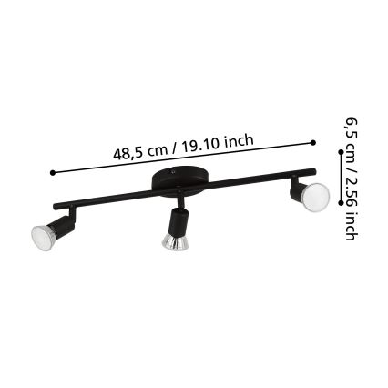 Eglo - LED Oświetlenie punktowe 3xGU10/2,8W/230V 3000K czarny