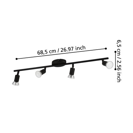 Eglo - LED Oświetlenie punktowe 4xGU10/2,8W/230V 3000K czarny