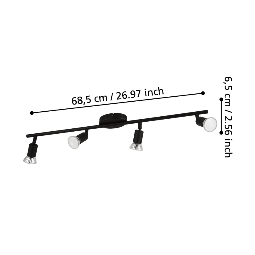 Eglo - LED Oświetlenie punktowe 4xGU10/2,8W/230V 3000K czarny