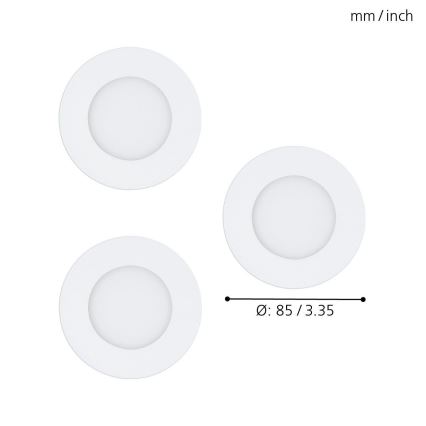 Eglo - Zestaw 3x ściemnialnych opraw wpuszczanych LED RGB FUEVA-C LED/3W/230V śr. 8,5 cm