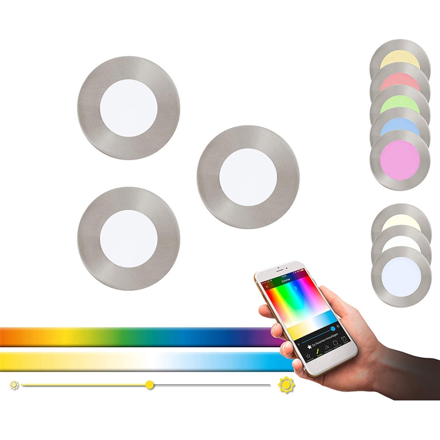 Eglo - ZESTAW 3x LED RGB Ściemnialna oprawa wpuszczana FUEVA-C 1xLED/3W/230V