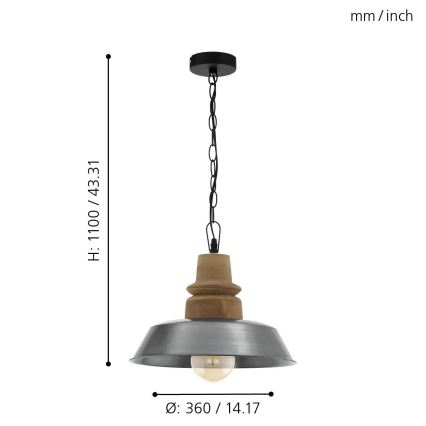 Eglo 33024 - Żyrandol na łańcuchu RIDDLECOMBE 1xE27/60W/230V