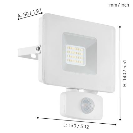 Eglo - LED reflektor z czujnikiem LED/20W/230V IP44