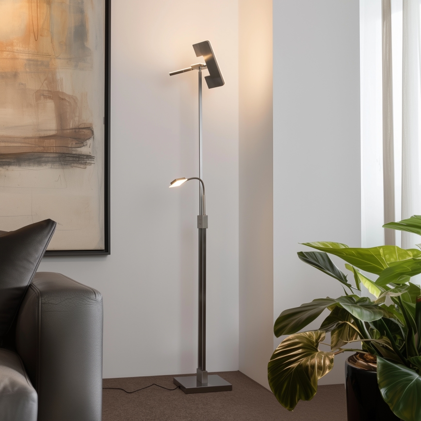 Eglo 33182 - LED Ściemnialna lampa podłogowa SOLANO 1xLED/26W/230V +1xLED/3,2W 3000K matowy chrom