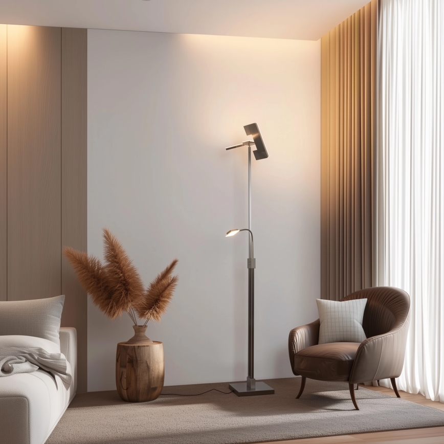 Eglo 33182 - LED Ściemnialna lampa podłogowa SOLANO 1xLED/26W/230V +1xLED/3,2W 3000K matowy chrom