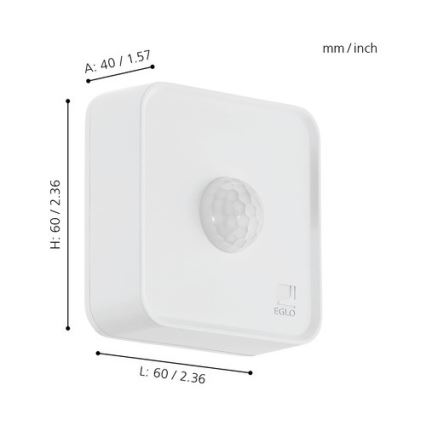 Eglo 33236 - Zewnętrzny czujnik ruchu CONNECT SENSOR 3xAA 12 m biały IP44