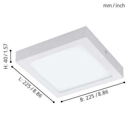 Eglo 33316 - LED RGBW ściemnialna oprawa sufitowa FUEVA-C LED/15,6W/230V 2700-6500K 22,5x22,5 cm biała