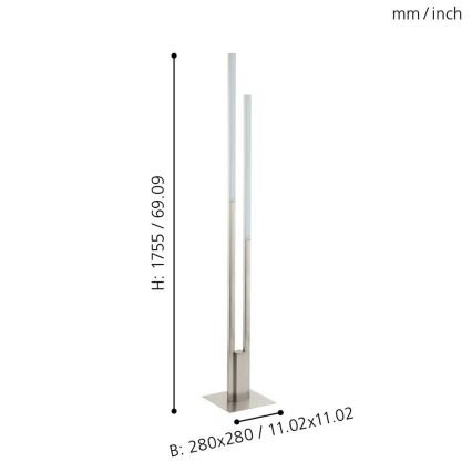 Eglo 33323 - LED RGBW Lampa podłogowa ściemnialna FRAIOLI-C 2xLED/17W/230V 2700-6500K matowy chrom