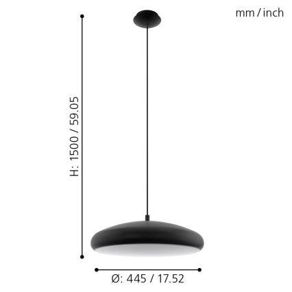 Eglo 33328 - LED RGBW Ściemnialny żyrandol na lince RIODEVA-C LED/27W/230V 2700-6500K czarny