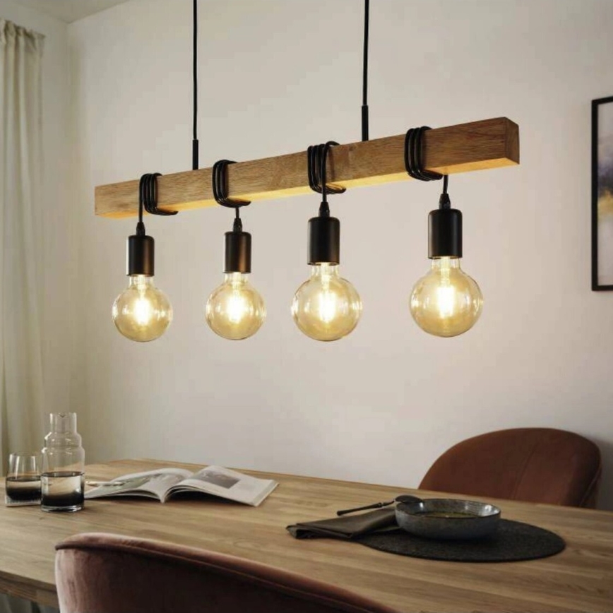 Eglo 33378 - LED Żyrandol na lince TOWNSHEND 4xE27/4W/230V 2200K beżowy/czarny